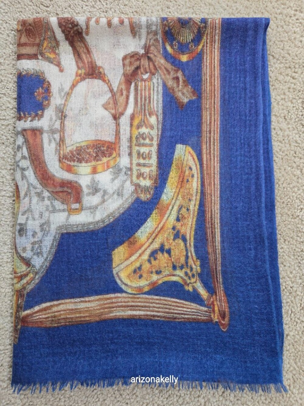 NWOT Cashmere Cinta Scarf Equestrian Design - Picture 12 of 12